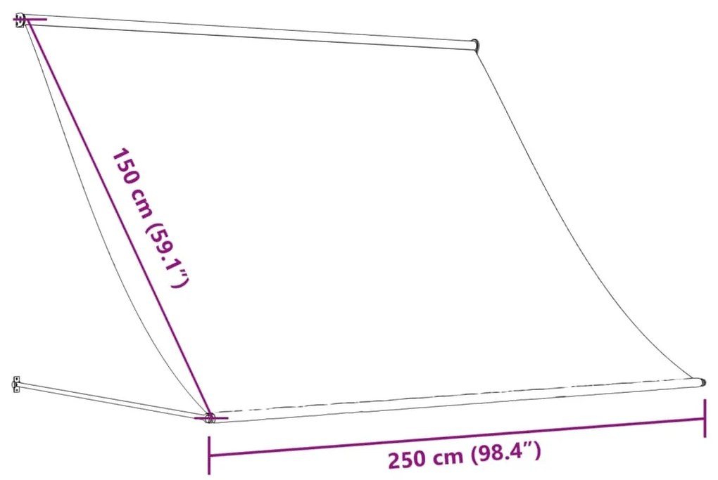 Toldo retrátil 250x150 cm tecido e aço cor creme
