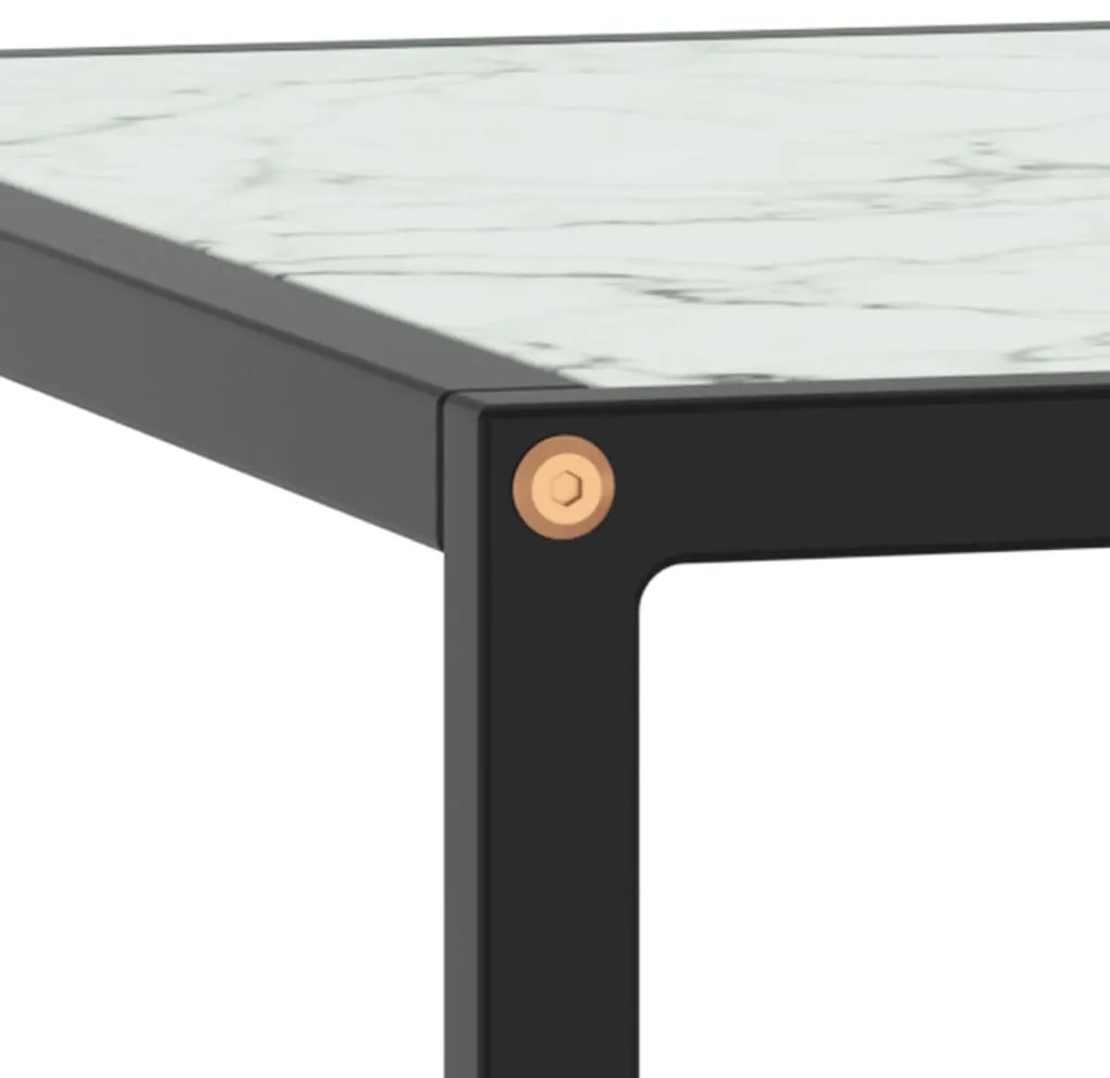 Mesa de centro 80x80x35 cm vidro mármore branco