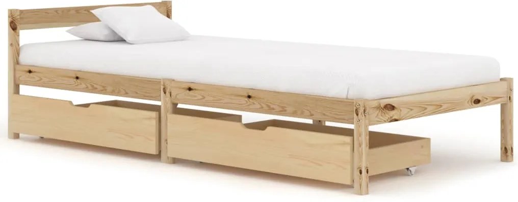 Estrutura de cama com 2 gavetas 90x200 cm pinho maciço