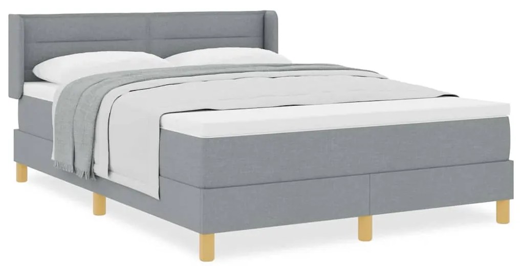 Cama Box com Colchão Cinza Claro, 140 x 200 cm, Tecido