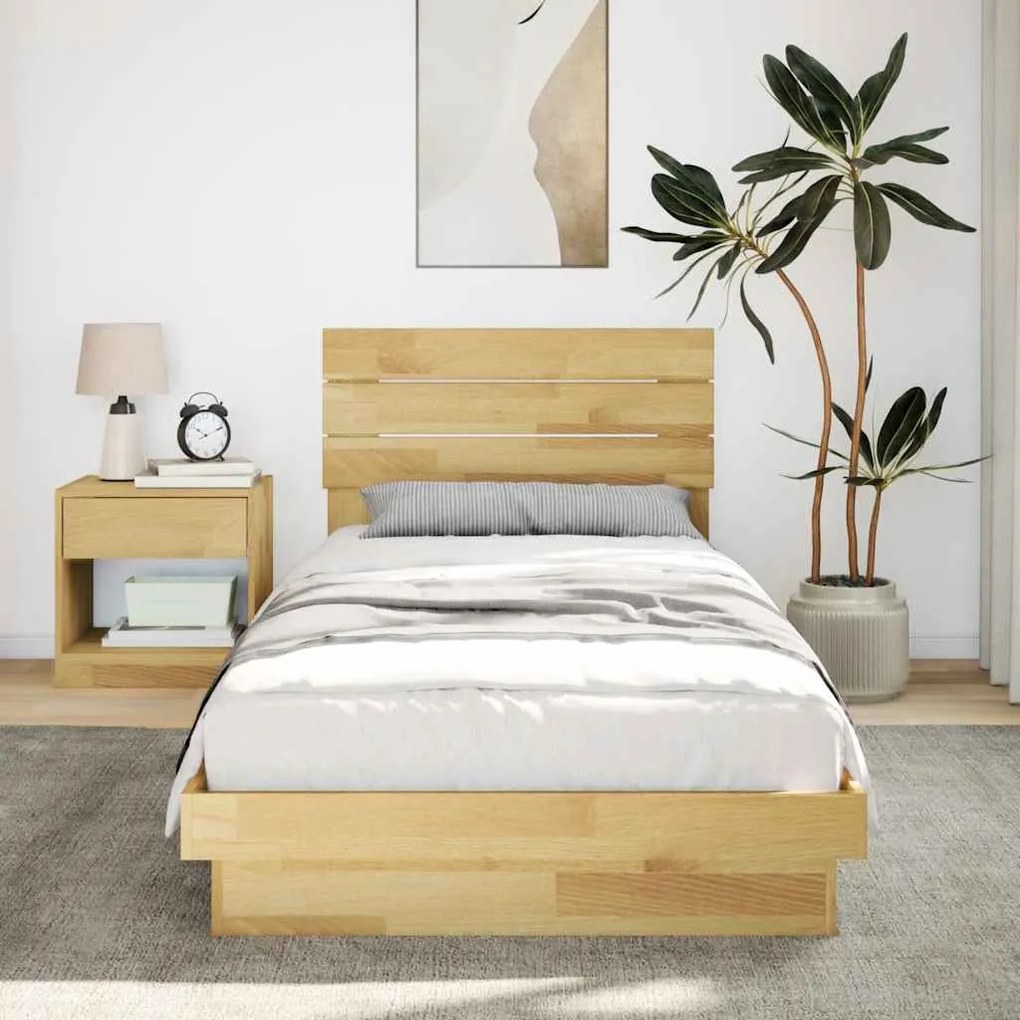 Estrutura cama cabeceira sem colchão 75x190 cm maciça carvalho