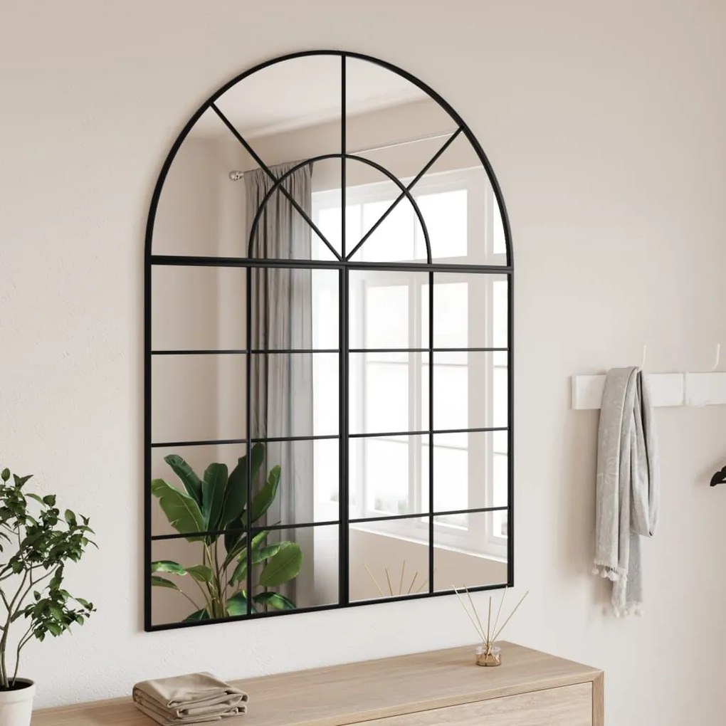 vidaXL Espelho de parede arqueado 100x130 cm ferro preto