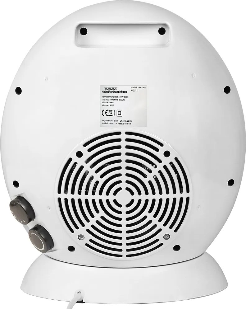 Aquecedor com lareira de 1500W, 35 x 31 x 18 cm Branco