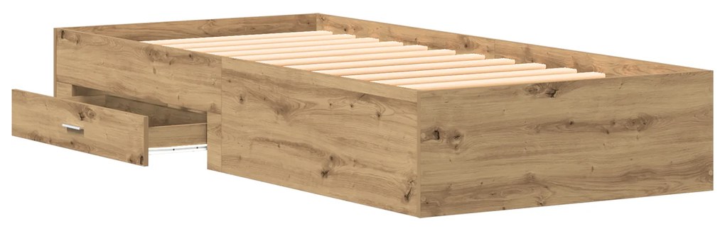 Cama vidaXL Artisan Carvalho 100x200 cm Madeira de engenharia
