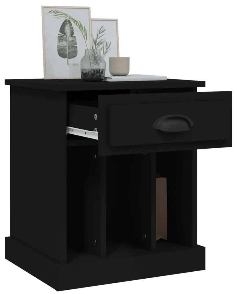 Mesas de cabeceira 2 pcs 43x36x50 cm preto