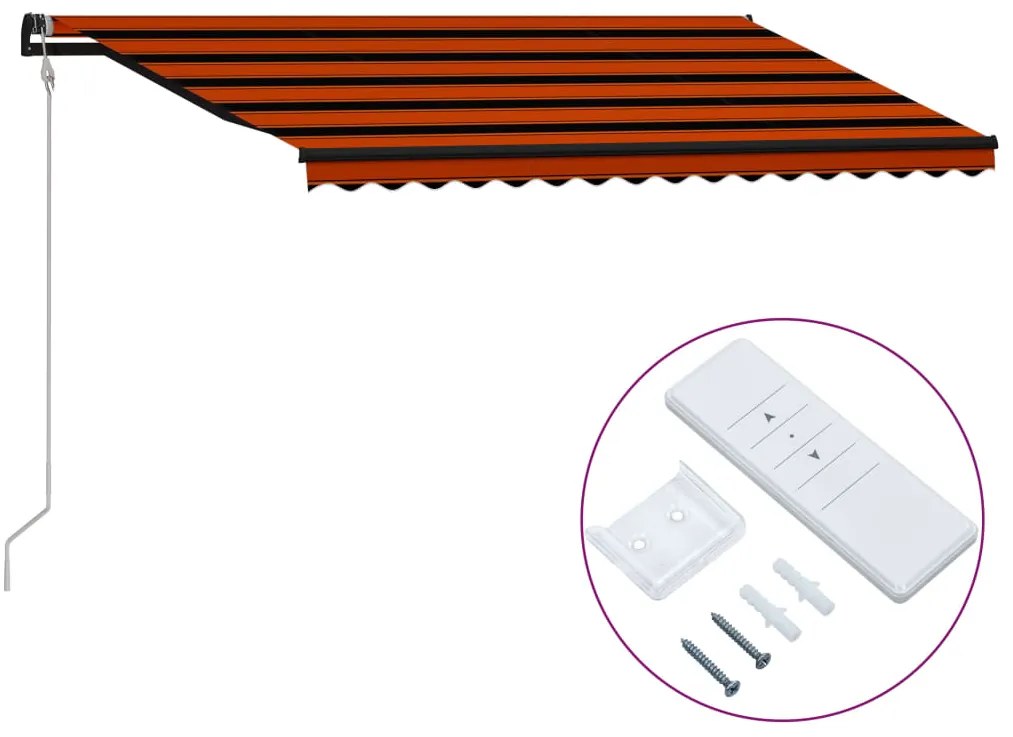 vidaXL Toldo retrátil automático 400x300 cm laranja e castanho