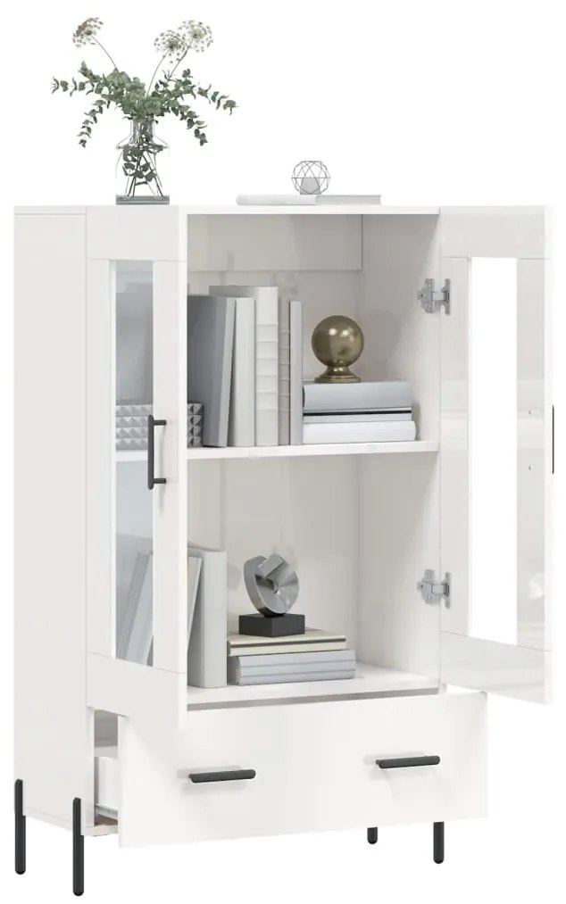 Aparador alto 69,5x31x115 cm derivados madeira branco brilhante