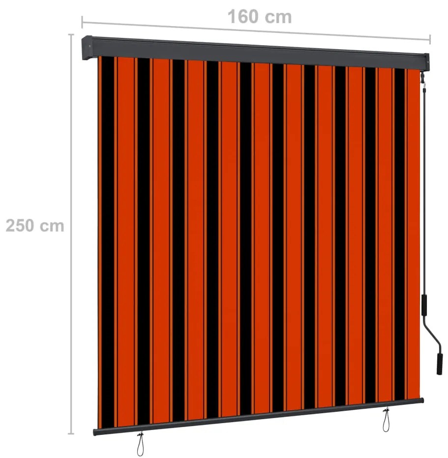 Estore de rolo para exterior 160x250 cm laranja e castanho
