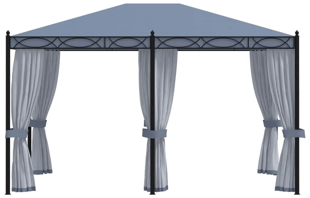 Gazebo com proteções em rede 3x4 m aço antracite