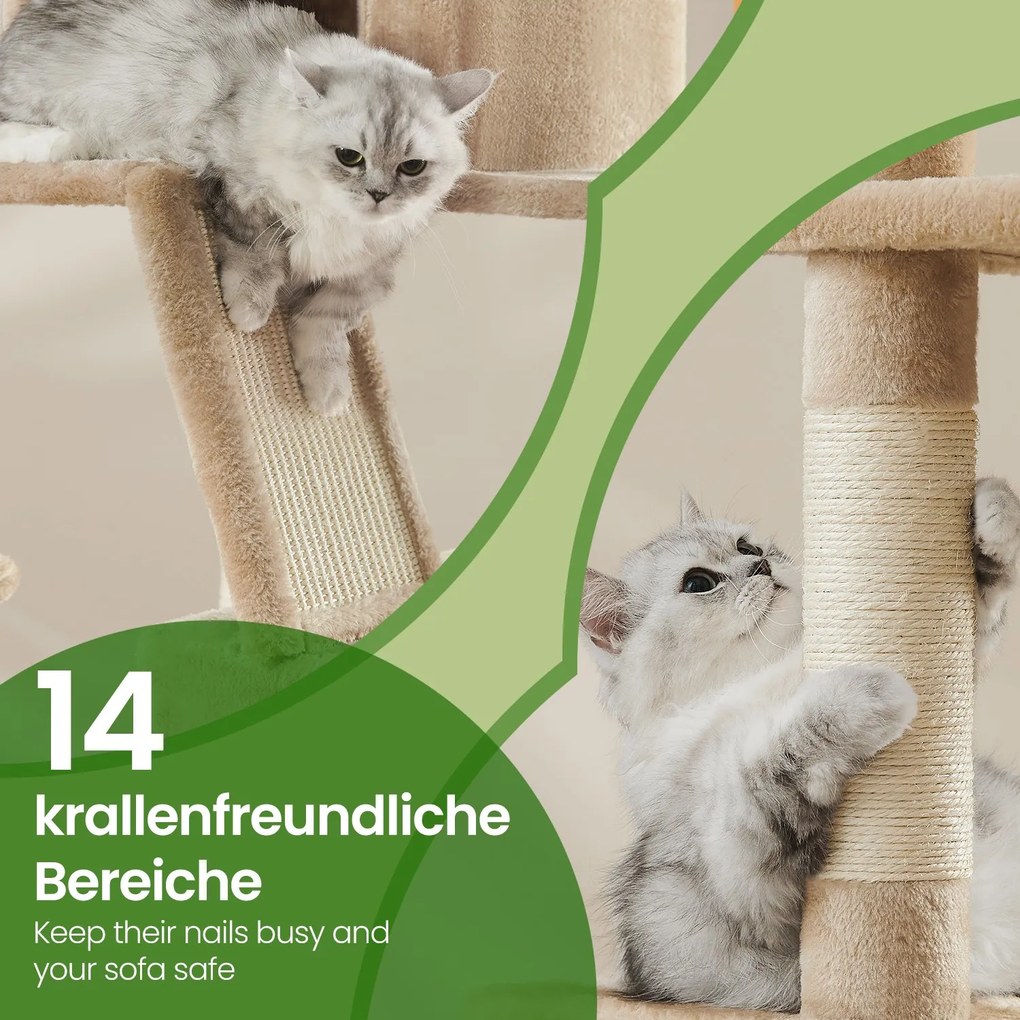 Arranhador para gatos com 13 colunas para arranhar 60 x 50 x 206 cm Castanho