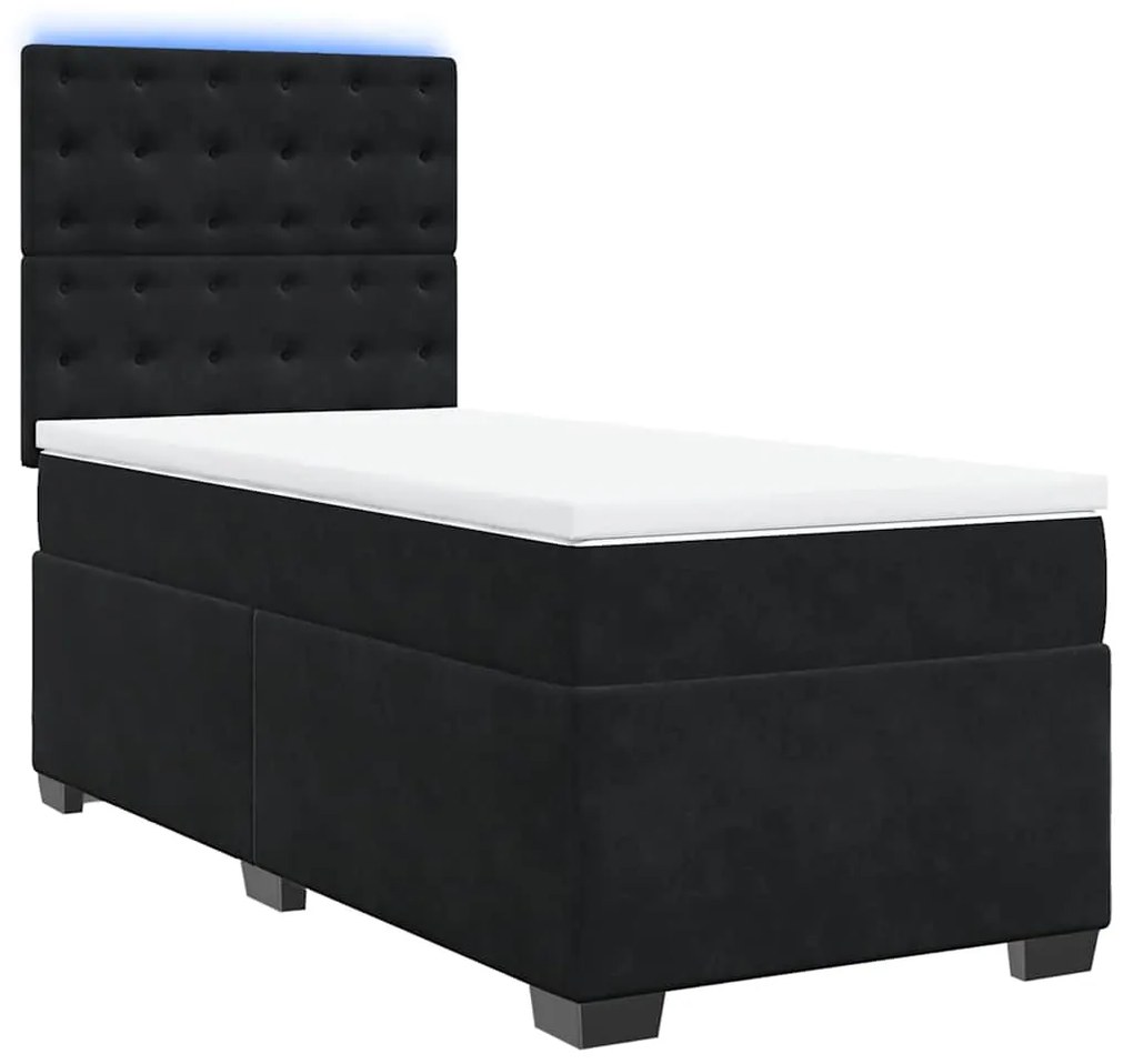 Cama com molas/colchão 90x190 cm veludo preto