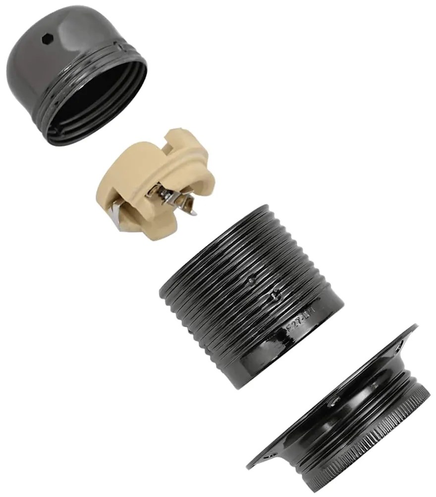 Casquilhos de lâmpadas 2 pcs Preto brilhante E27