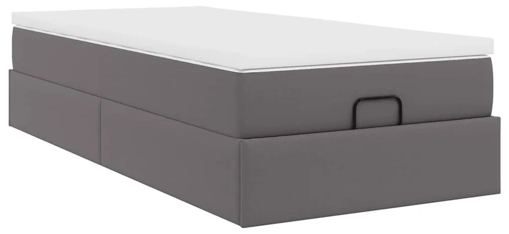moldura de cama síriaXL otomana com colchão cinza 90x200cm couro falso
