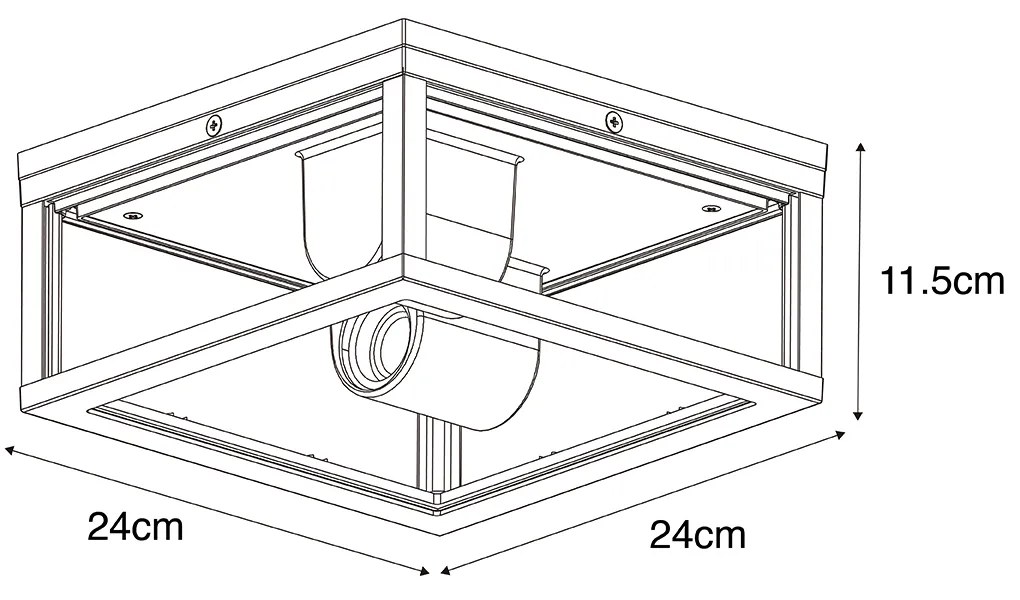 LED Plafon de exterior inteligente preto com vidro canelado incl. WiFi A60 - Charlois Moderno