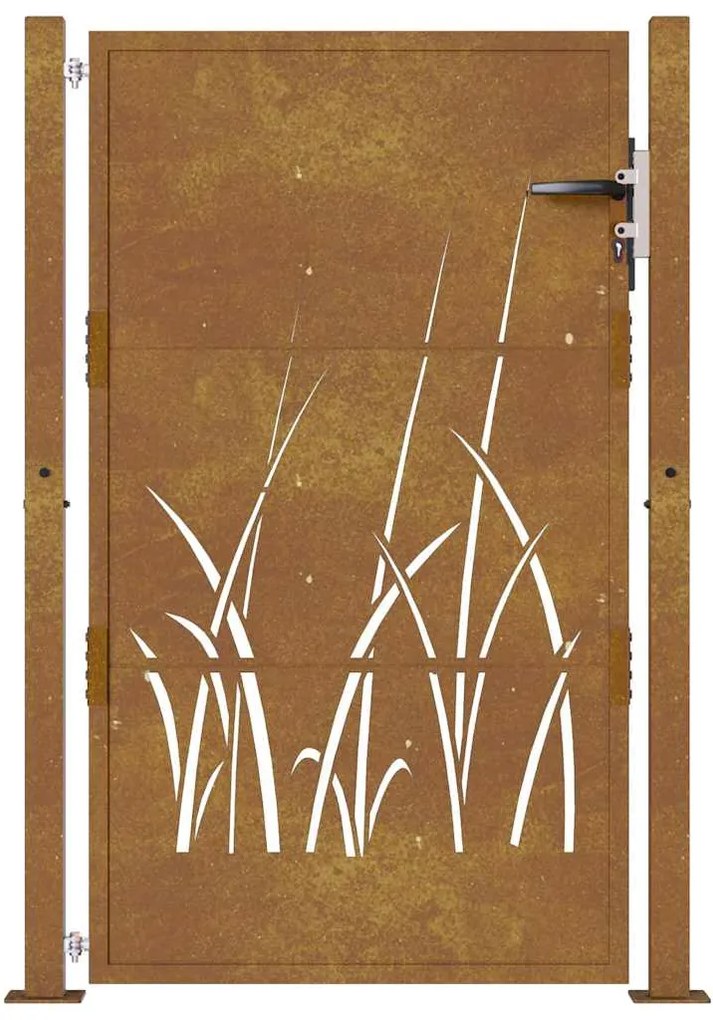 Portão de jardim 105x155 cm aço corten design erva