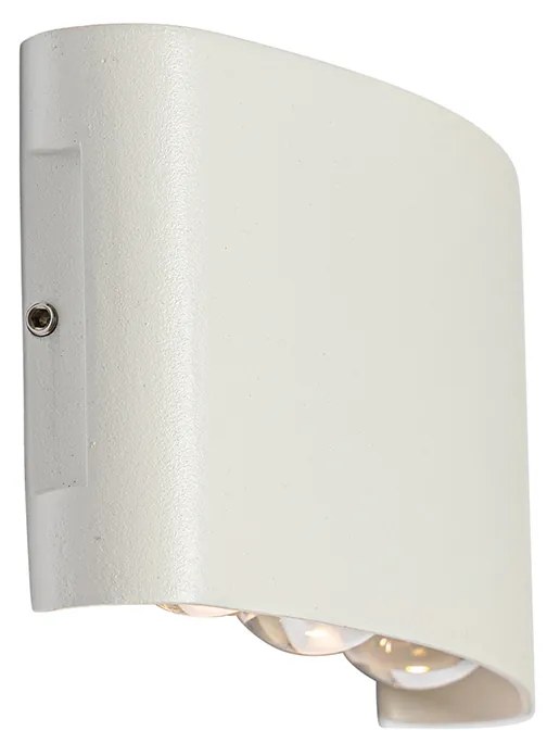 Candeeiro de parede exterior branco com LED 6 luzes IP54 - Silly Moderno