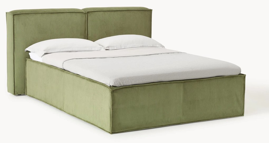 Cama boxspring em bombazina Lennon