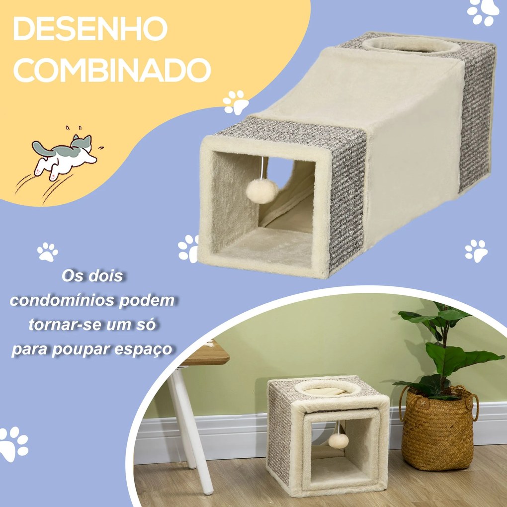 PawHut Túnel para Gatos com Bola Supensa Túnel para Gatos Dobrável com