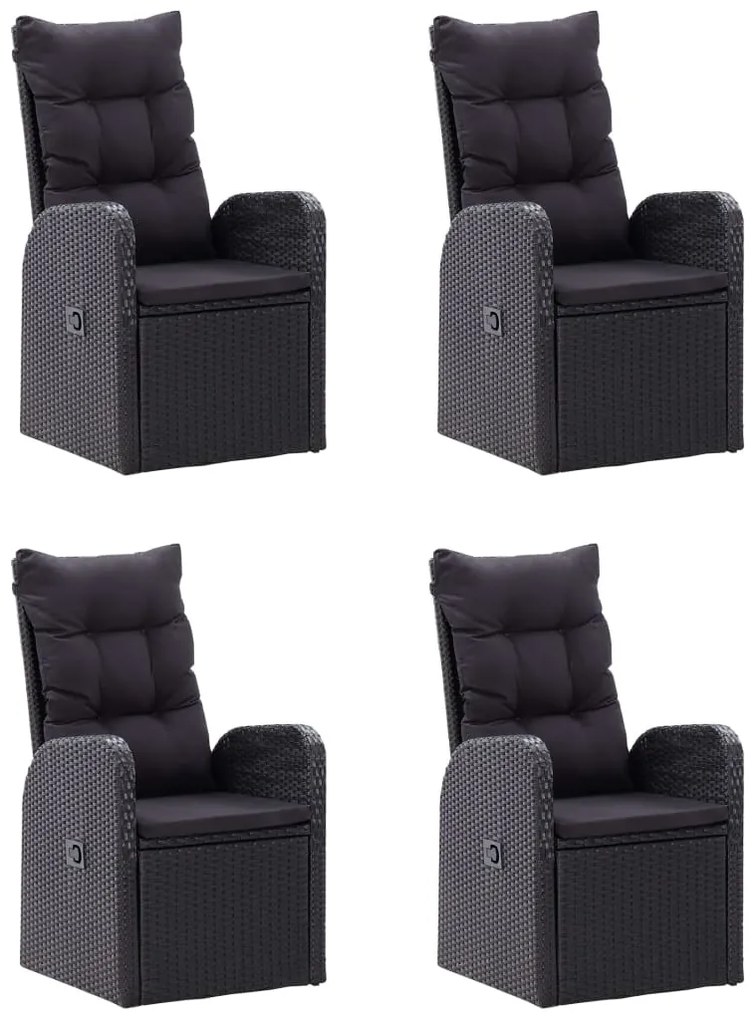 5 pcs conjunto de jantar de jardim preto