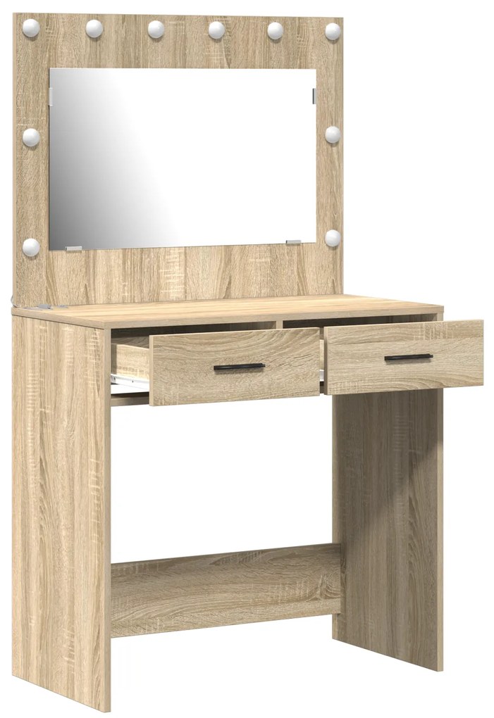 Mesa de Maquilhagem com Luzes LED Carvalho Sonoma 78.5x41x135 cm