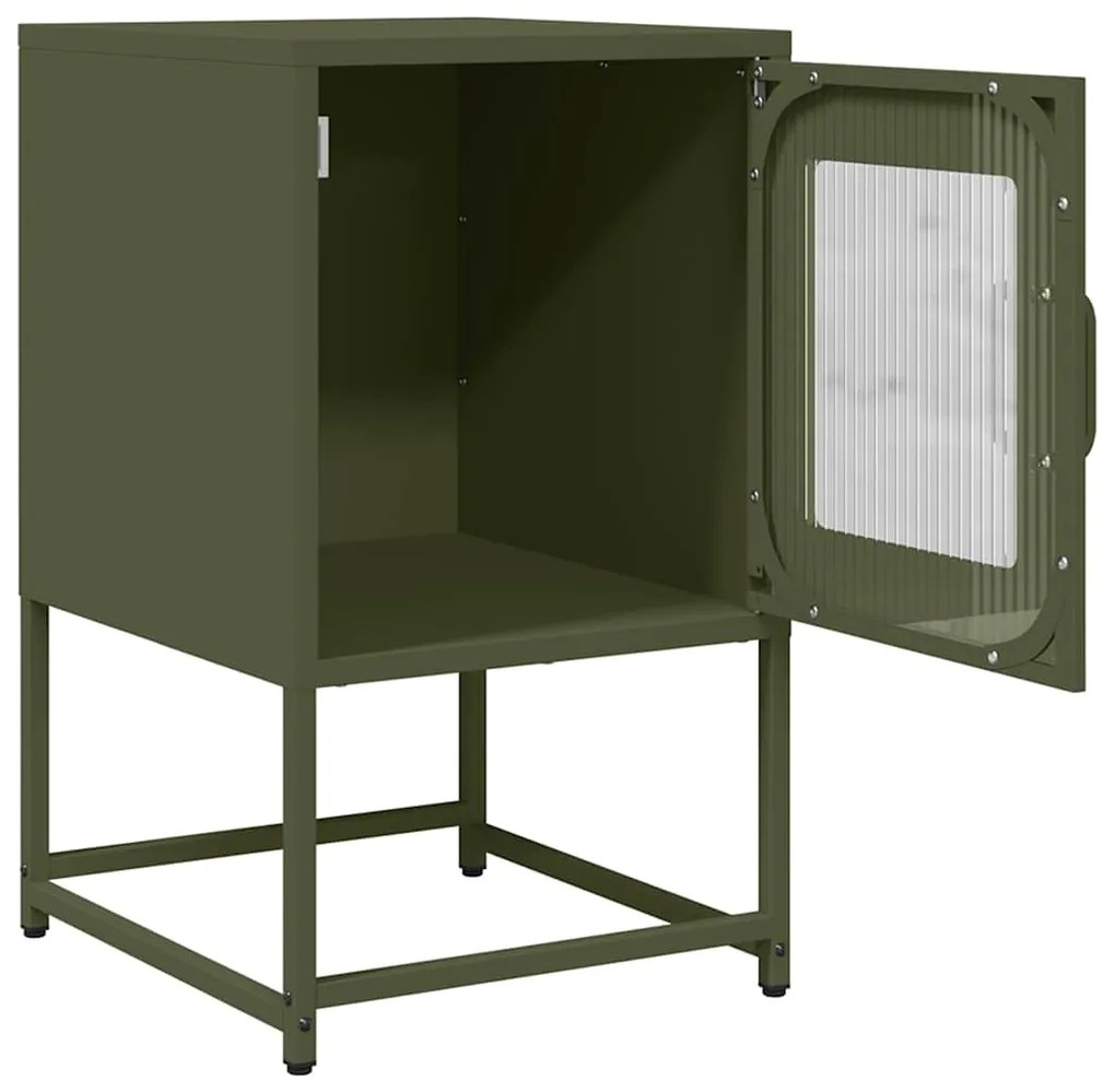 Mesa cabeceira 36x39x60,5 cm aço laminado a frio verde-azeitona