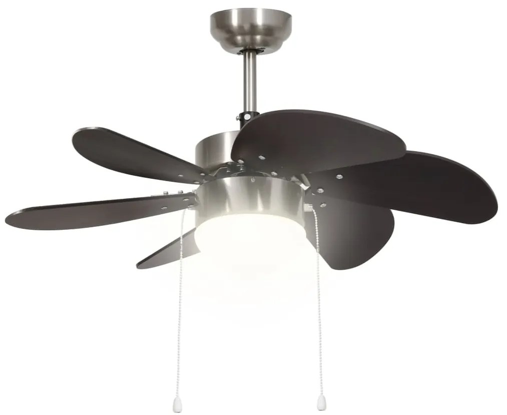 Ventoinha de teto com luz 76 cm castanho-escuro
