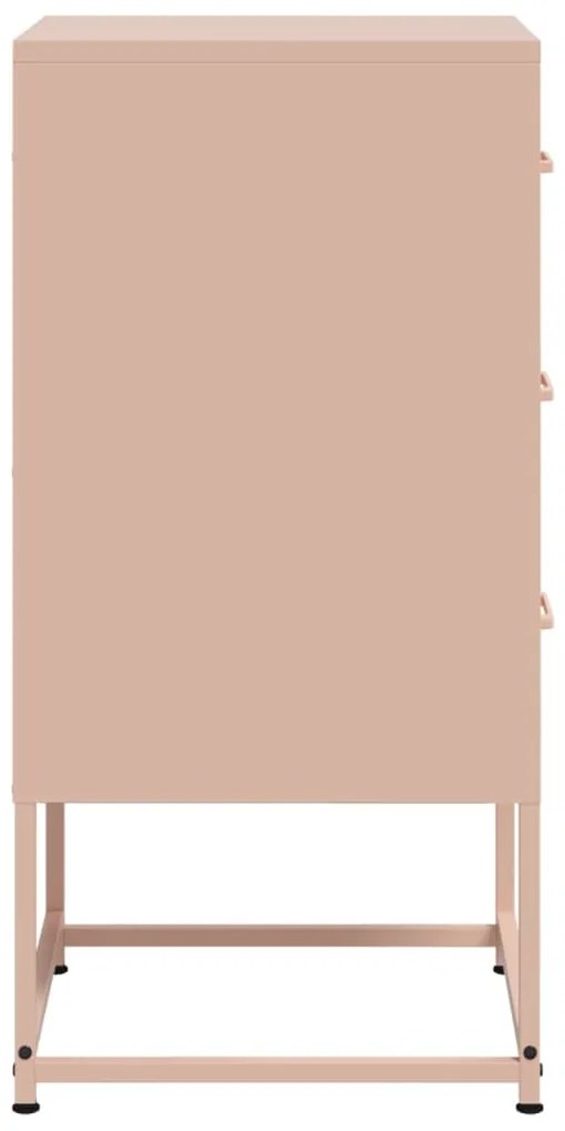 Mesas de cabeceira 2 pcs 36x39x78 cm aço rosa