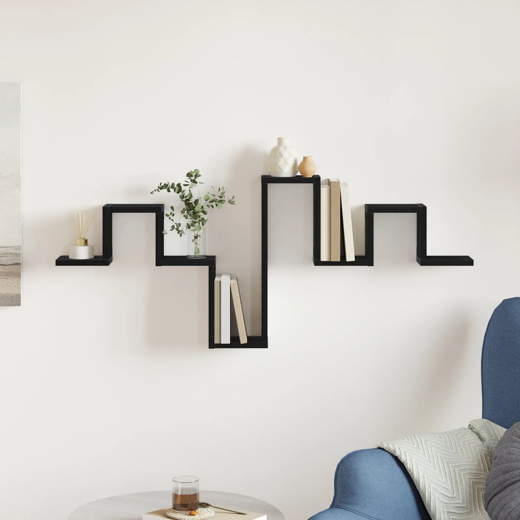 Prateleira de Parede Carvão Preto 104,5x10x43 cm Madeira Compensada