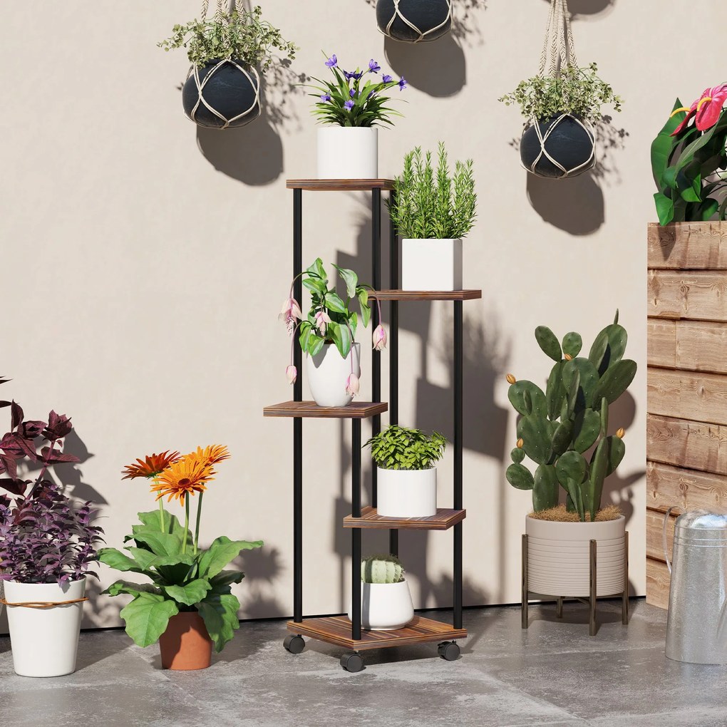 Suporte para Plantas de 5 Níveis Suporte para Vasos de Flores de Madei
