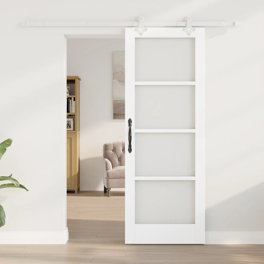 Conjunto de Porta Deslizante com Hardware vidaXL Branco 73,5x198,5 cm