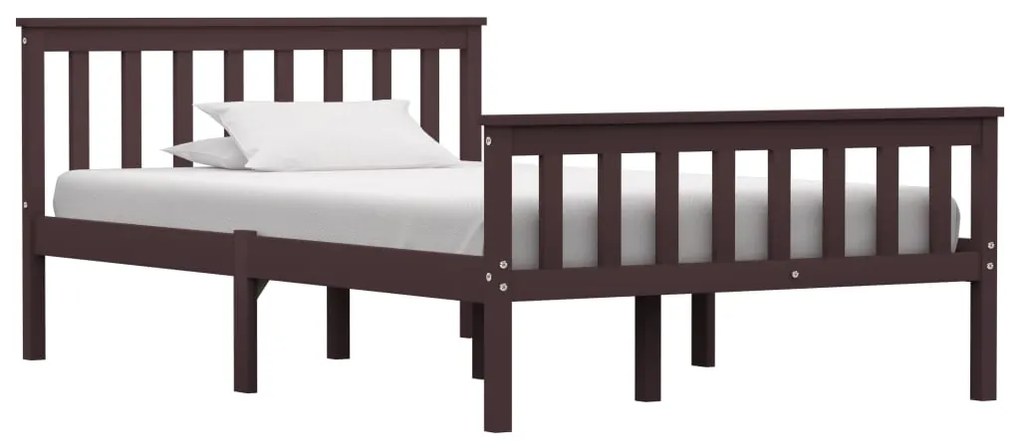 vidaXL Estrutura de cama 120x200 cm pinho maciço castanho-escuro