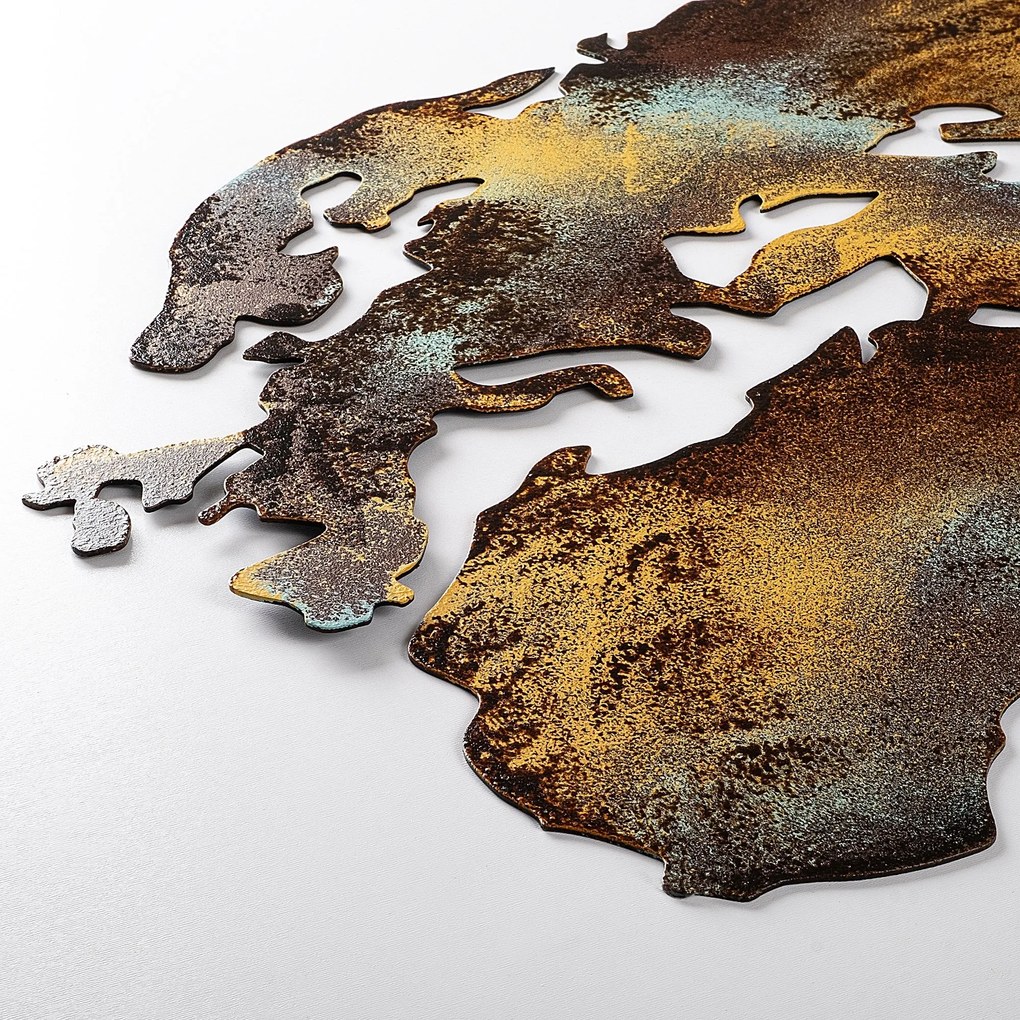 Acessório Decorativo de Metal Mapa Mundo Médio – Multicolor – 150 cm x