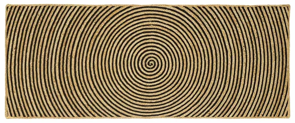 vidaXL Tapete Natural e Preto 80 x 200 cm Juta