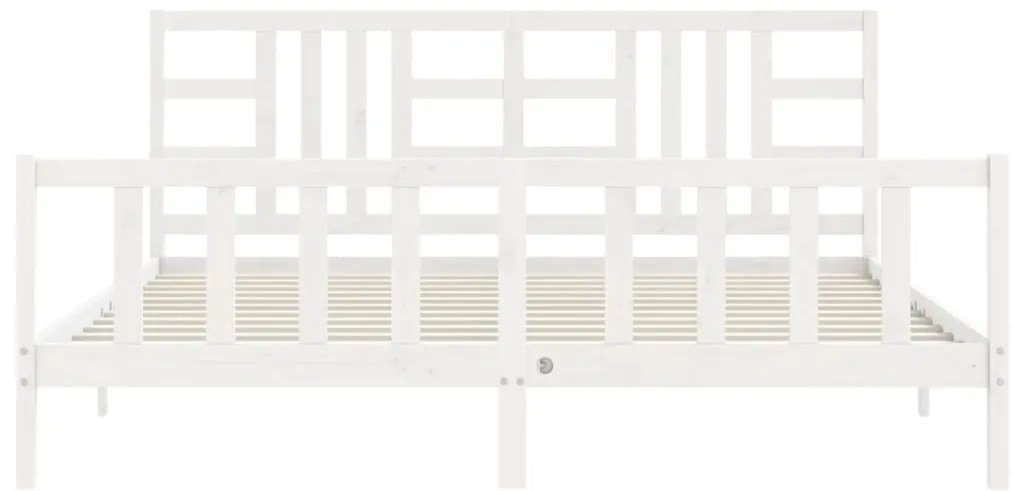 Cama sem colchão 200x200 cm madeira de pinho maciça branco