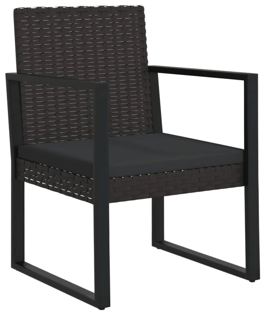 3 pcs conjunto lounge de jardim c/ almofadões vime PE preto