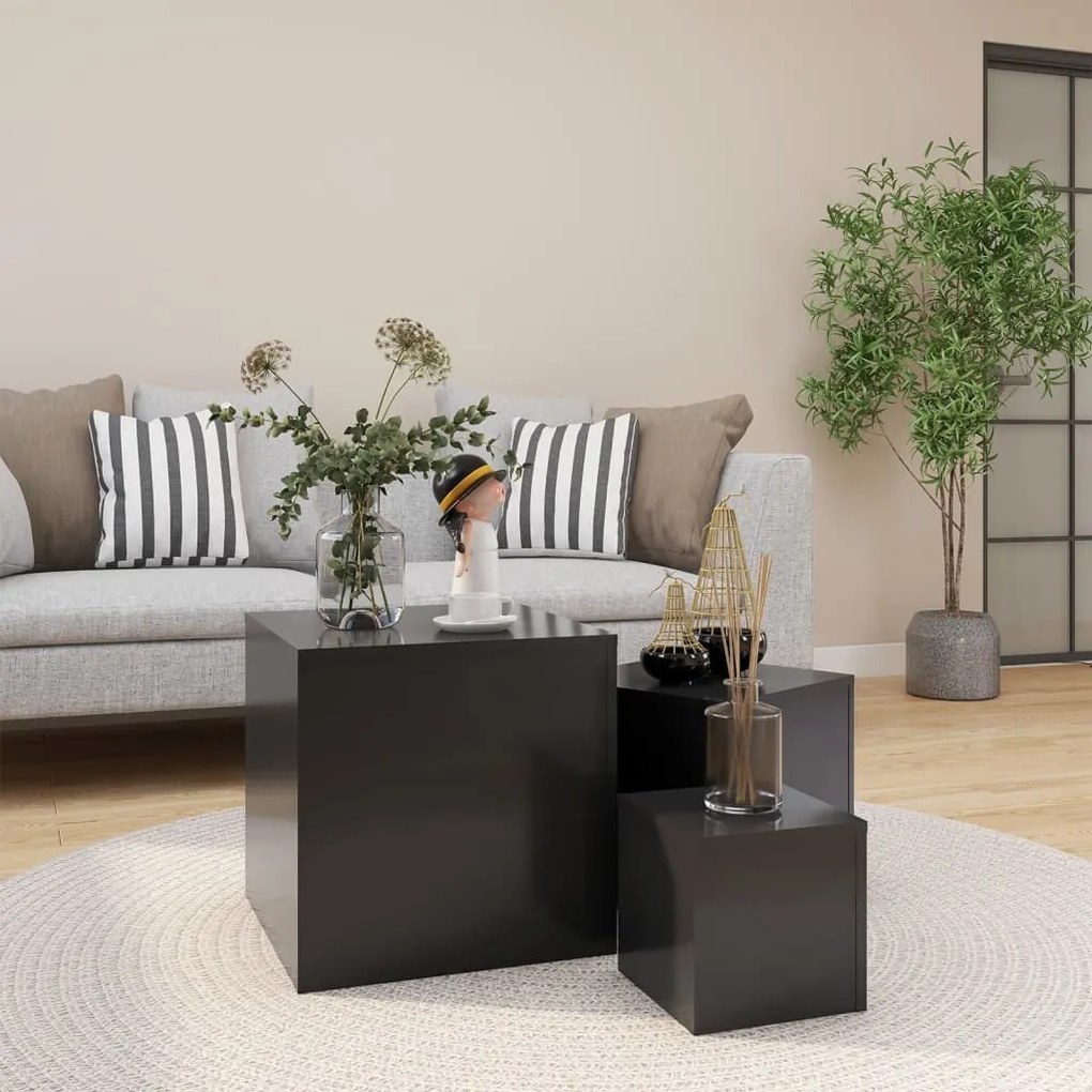808587 vidaXL Mesas de apoio 3 pcs contraplacado cinzento