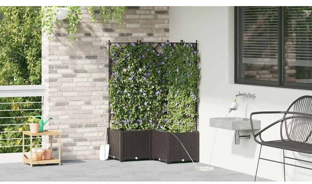 Jardineiras de Jardim 1 pc Castanho 80 x 80 x 142 cm Plástico
