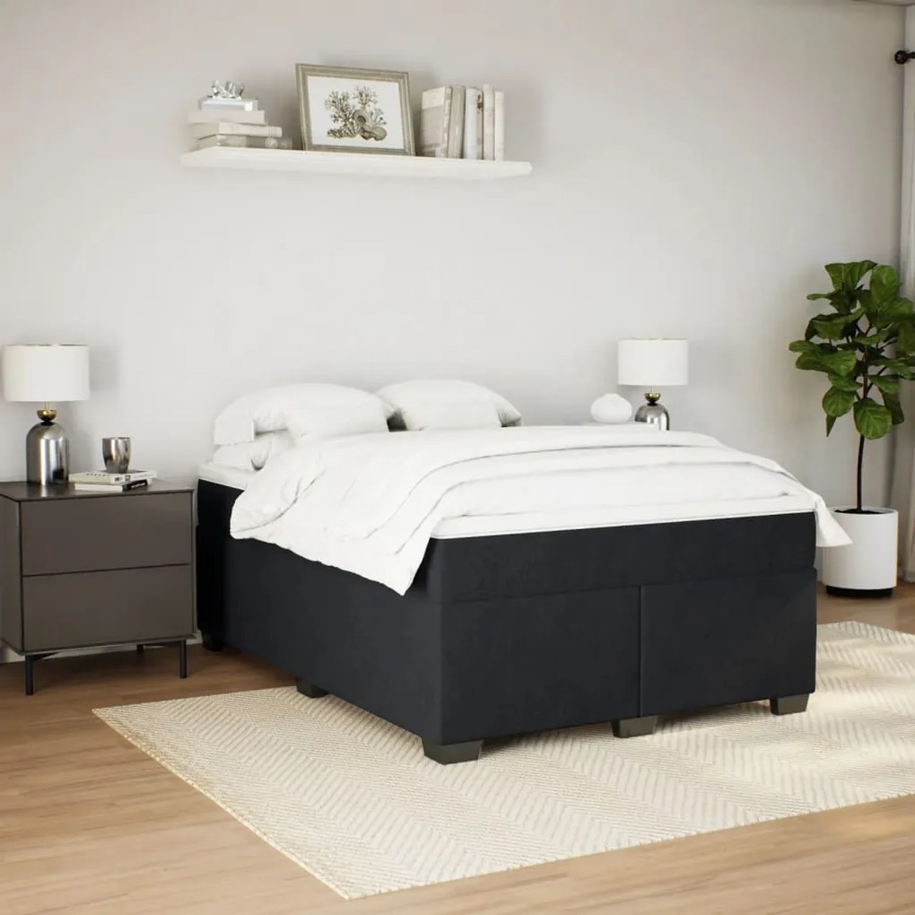 Cama com molas/colchão 160x200 cm veludo preto