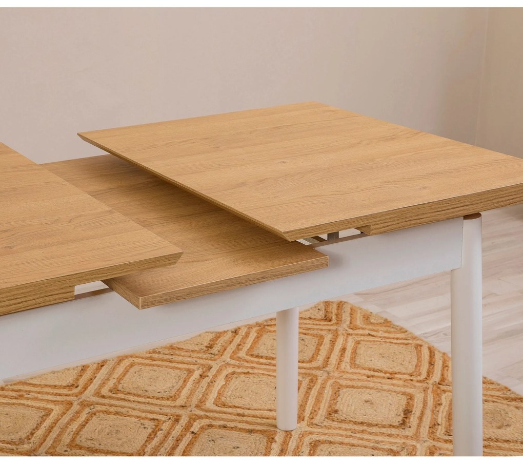 Conjunto de Mesa de Jantar Extensível e Cadeiras Oliver – Branco – Mes