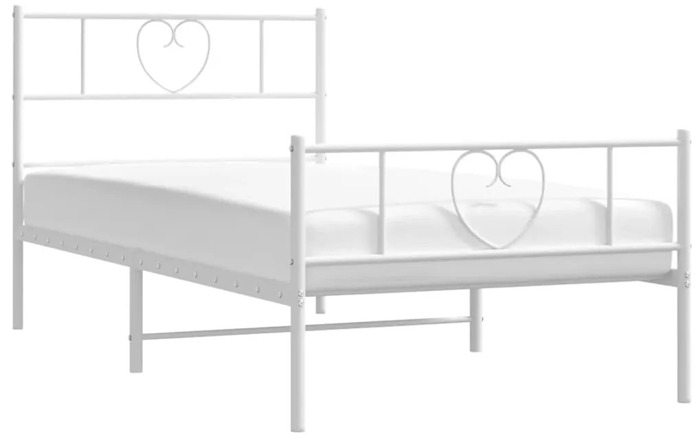 Estrutura de cama com cabeceira e pés 75x190 cm metal branco