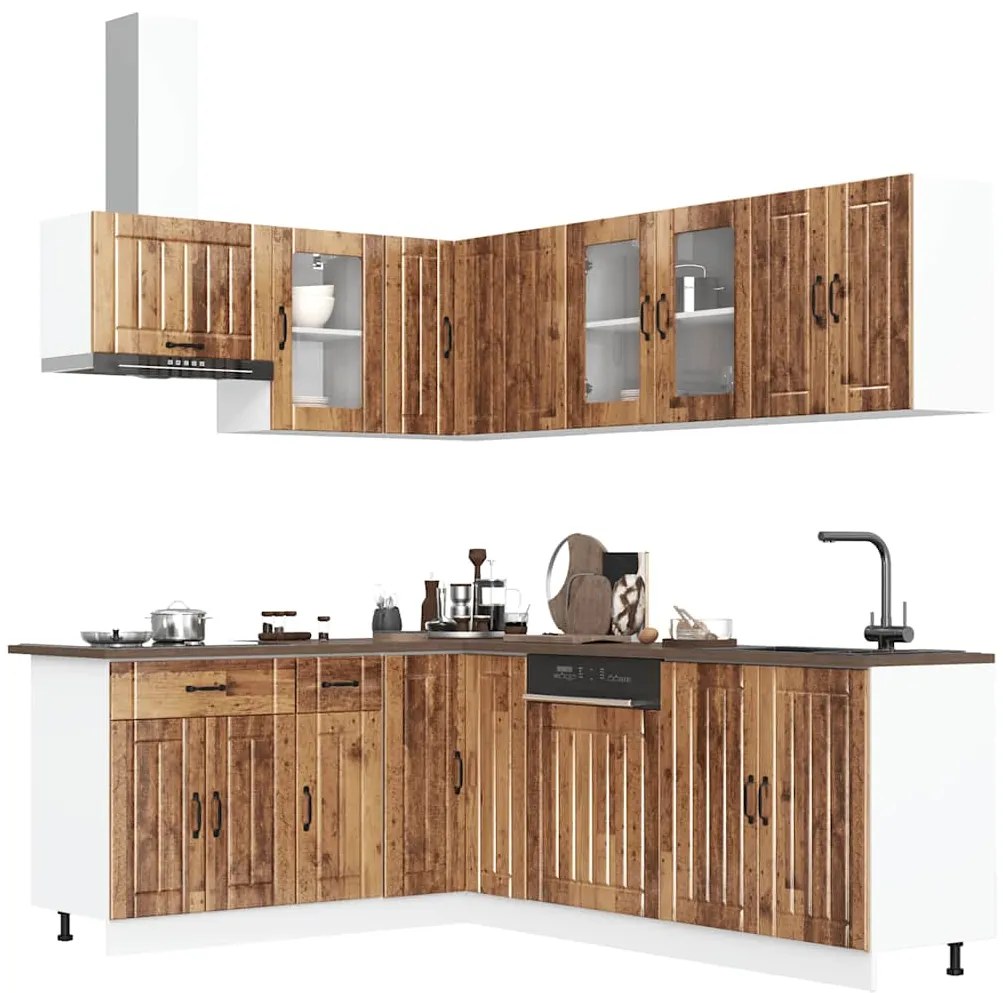 vidaXL 11 peças armário de cozinha conjunto Lucca madeira velha