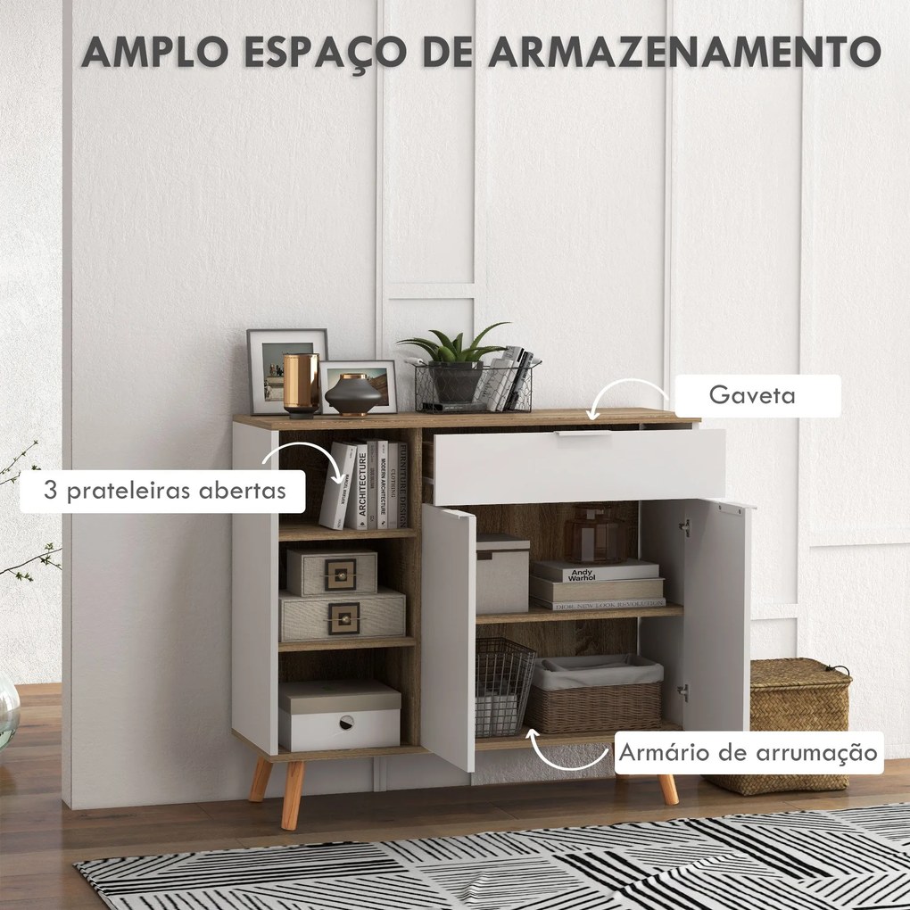 Aparador de Sala de Estar Aparador de Cozinha com 1 Gaveta 2 Portas de