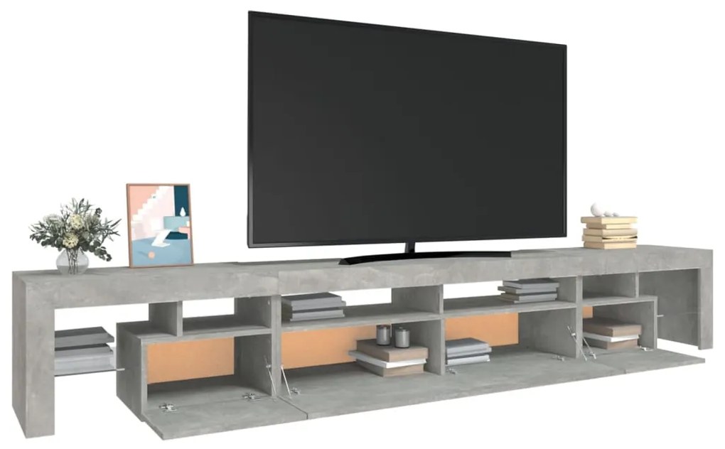 Móvel de TV Phila com Luzes LED 260 cm - Cinzento Cimento - Design Mod