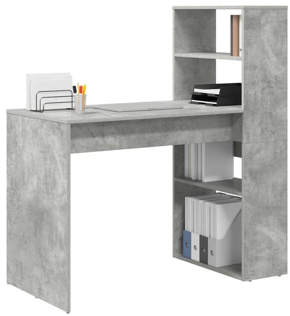 Secretária com Armazenamento Cinzento de Concreto 113x54x120 cm Madeir