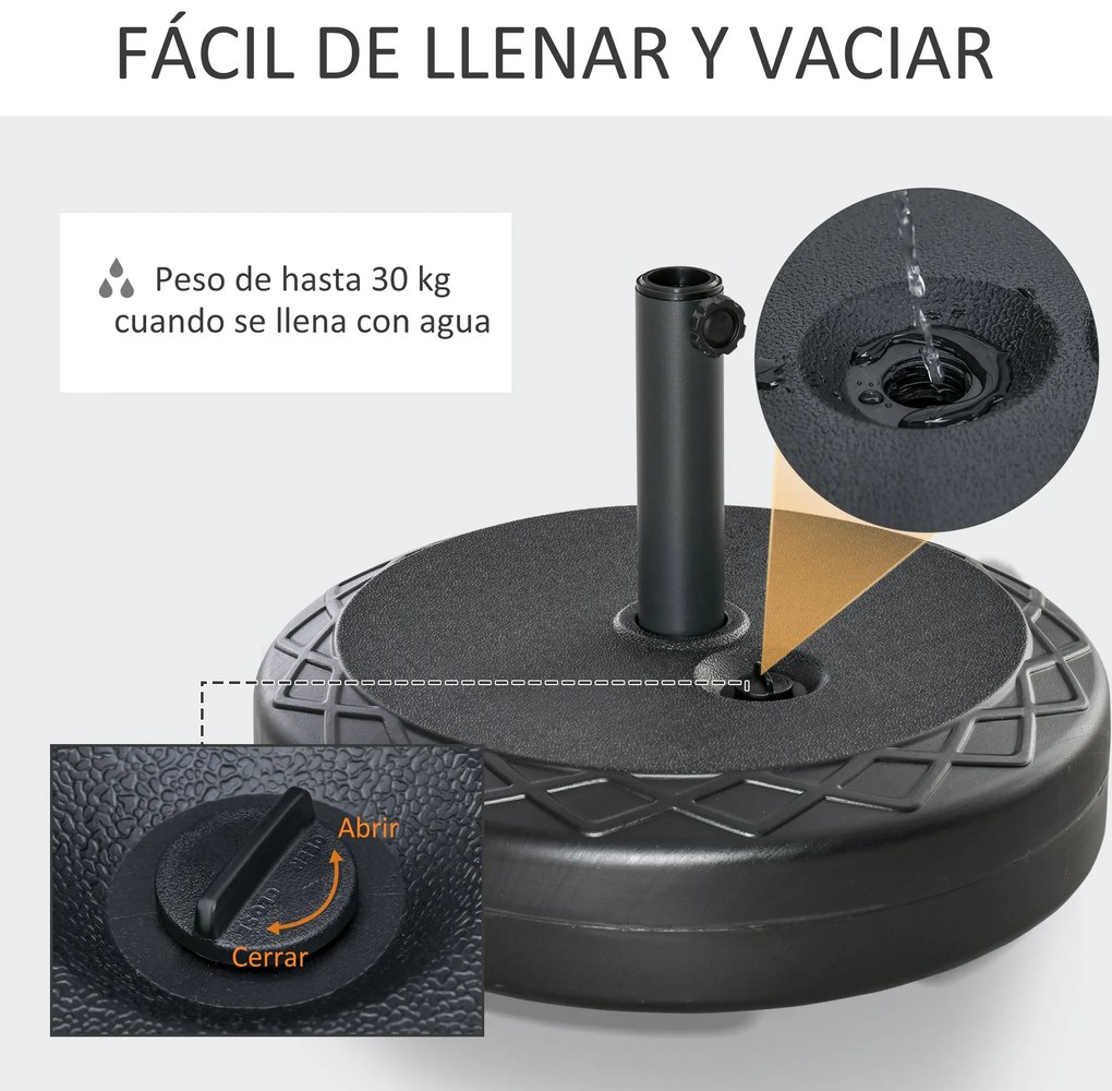 Base para Chapéu de Sol Recarregável com Água 30kg Base Chapéu de Sol