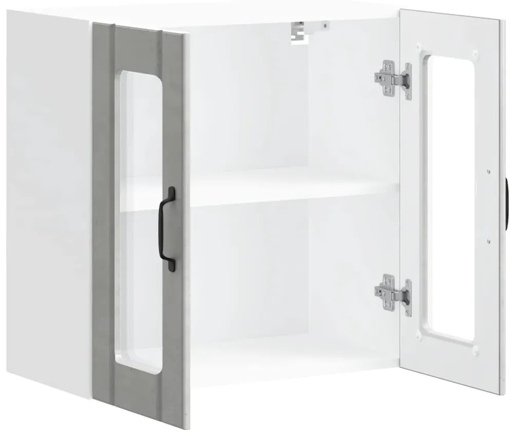 Armário de parede de cozinha porta vidro Lucca cinza cimento