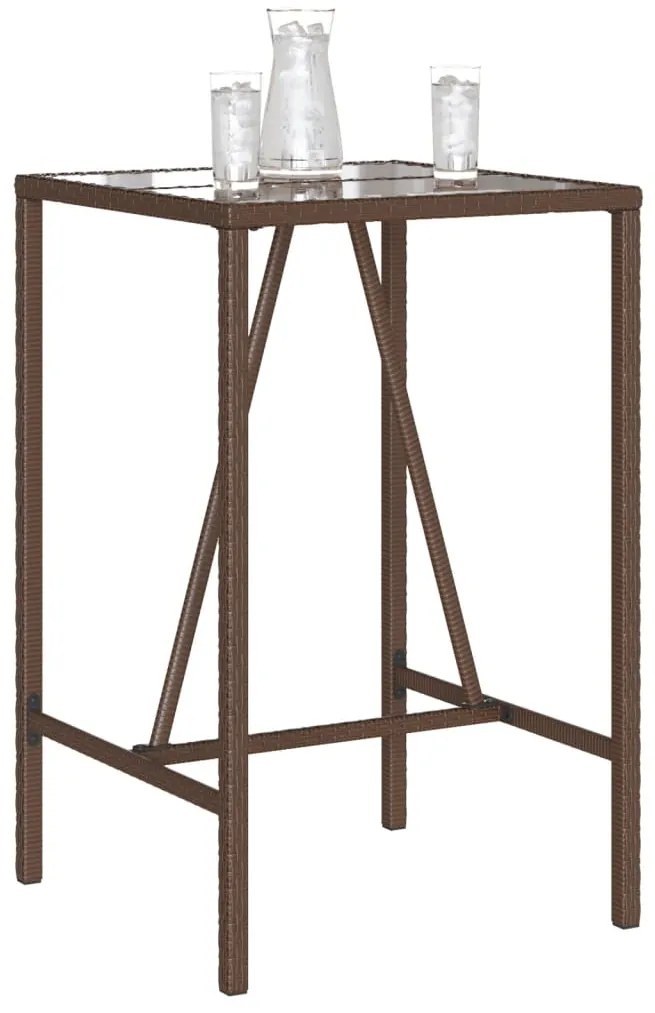 Mesa de bar para exterior 70x70x110 cm vime PE castanho