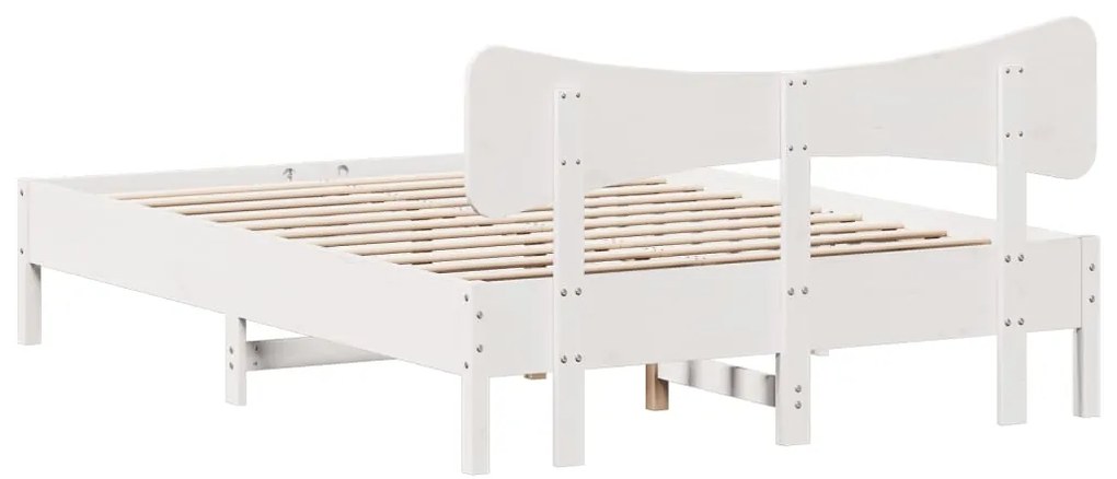 Cama sem colchão 140x200 cm madeira de pinho maciça branco