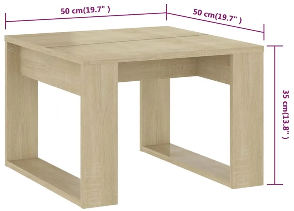 Mesa de apoio 50x50x35 cm derivados de madeira carvalho sonoma