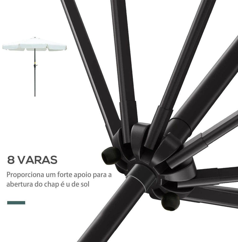 Chapéu de Sol de Jardim Ø266x250 cm Proteção UV50+ Chapéu de Sol de Al